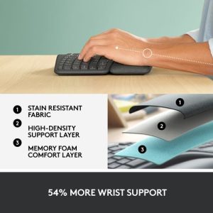 Logitech ERGO K860 Split Ergonomic Keyboard, Wireless Connectivity, Graphite