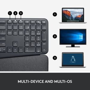 Logitech ERGO K860 Split Ergonomic Keyboard, Wireless Connectivity, Graphite