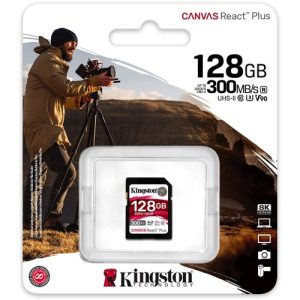 Kingston Canvas React Plus SDR2 128 GB Class 10/UHS-II (U3) V90 SDXC