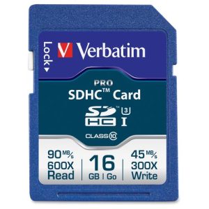 Verbatim 16GB Pro 600X SDHC Memory Card, UHS-1 U3 Class 10